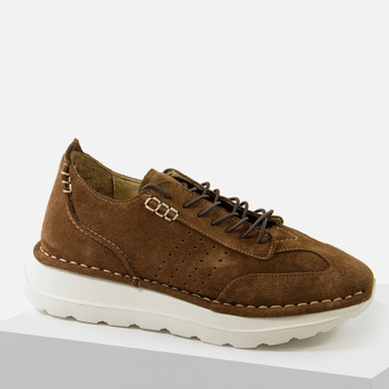 Rixa 58C2955 sneakersy damskie skórzane zamszowe brązowe