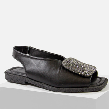 Sandały damskie ARTIKER 54C0861 Czarne skórze na płaskim obcasie 