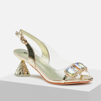 Sandały damskie SCAVIOLA S-144 złote SILIKONOWE eleganckie ślub wesele HIT!