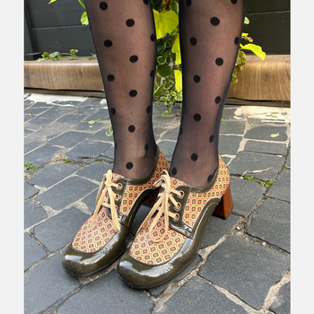 Półbuty damskie VISCONI trzewiki skórzane na obcasie sznurowane