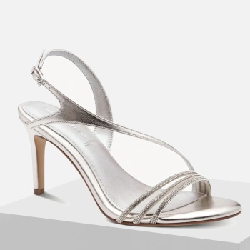 Tamaris 28373 sandały damskie srebrne eleganckie na obcasie vegan Touch-It