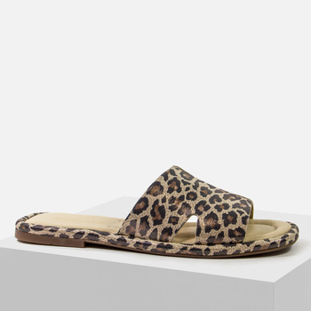 Klapki damskie BOCCATO Panterka Skórzane Czarne Beżowe 252.29615