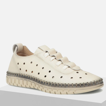 Półbuty Damskie Filippo 7619 Beżowe Skóra Naturalna Ażurowe Sneakersy