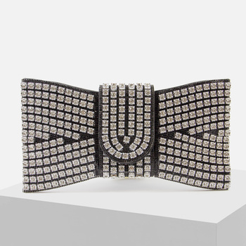 Elegancka kopertówka wizytowa Czarna torebka z kryształami Wesele imprezę XS2