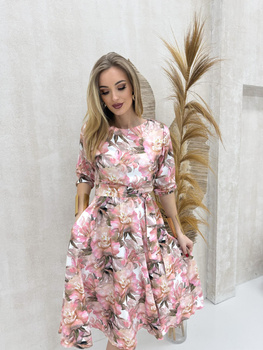 Elegancka sukienka damska A&I w kwiaty koktajlowa Midi na wesele