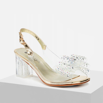 Sandały damskie SCAVIOLA G-60 złote SILIKONOWE eleganckie ślub wesele obcas