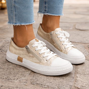 T.Sokolski 8260 półbuty damskie skórzane złote sneakersy