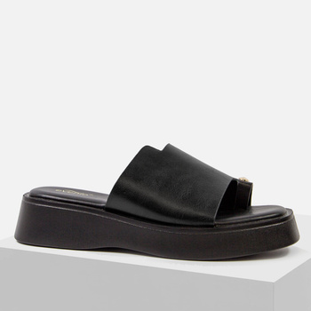 Klapki damskie EVENTO Czarne na platformie Japonki na palec 8799