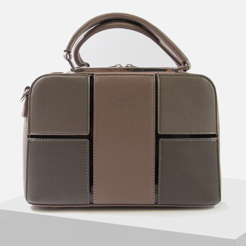 Torebka damska kuferek listonoszka Khaki z paskiem na ramię i dwoma uchwytami