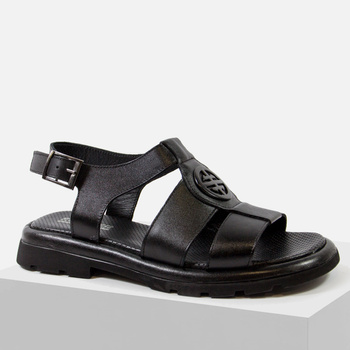 Sandały damskie ARTIKER 56C0690 Czarne skórze na płaski obcasie 