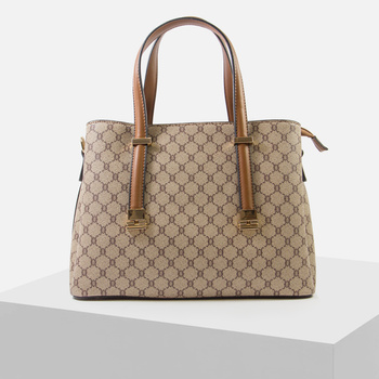 Torebka damska Kuferek Shopperka Brązowa Trzykomorowa G2