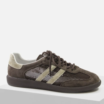 Goodin XF-232 sneakersy damskie zamszowe z siateczką brązowe