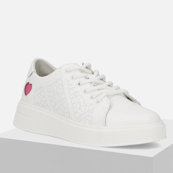 Sneakersy damskie FILIPPO Białe skórzane półbuty na platformie 6701