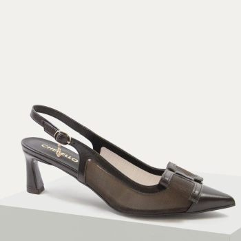 CheBello 5019 czółenka damskie slingback brązowe skórzane
