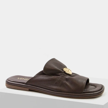Venezia V478 klapki damskie skórzane brązowe eleganckie