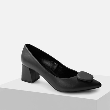 Czółenka damskie KOTYL 5417 Czarne Skórzane Wizytowe na obcasie eleganckie