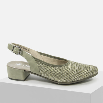 Czółenka damskie RIEKER Zielone sandały bez pięty Antistress 47060-52