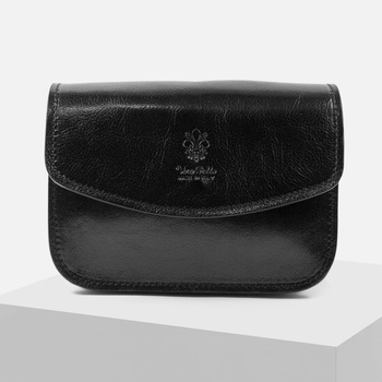 Torebka damska włoska VERA PELLE Czarna Listonoszka trzykomorowa skórzana na ramię VP1