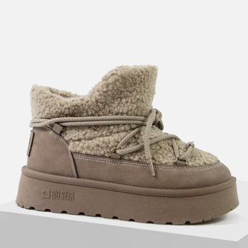 Śniegowce damskie BIG STAR Botki zimowe ocieplane futerkiem na platformie