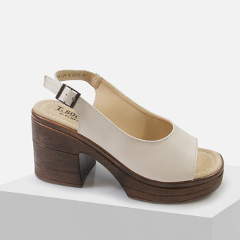 Sandały damskie T.SOKOLSKI Skórzane Beżowe na obcasie platformie L24-16