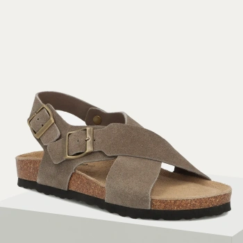 Filippo DS7917 sandały damskie taupe zamszowe skórzane