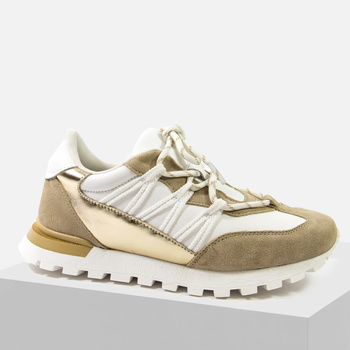 Sneakersy damskie ARTIKER Skórzane półbuty sportowe beżowe złote 56C1738