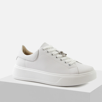 Sneakersy damskie CAMBELL Białe skórzane półbuty na platformie 19379