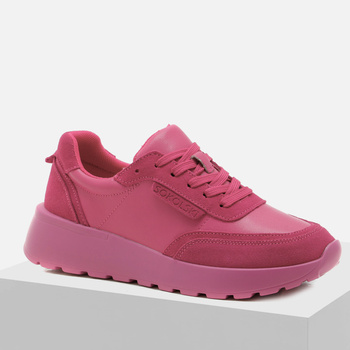 Półbuty damskie T.SOKOLSKI Różowe Skórzane sneakersy na platformie W25-611