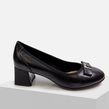 Czółenka damskie FILIPPO DP6178 Czarne półbuty skórzane na obcasie