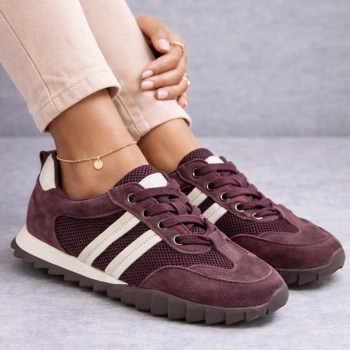Venezia V576-05676 bordowe sneakersy damskie zamszowe ażurowe