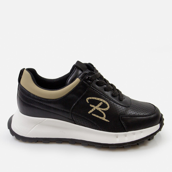 Sneakersy damskie SOHO Skórzane półbuty czarne ażurowe 54C1413