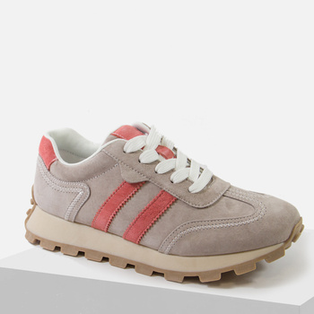 Sneakersy damskie S.Barski LR61-7071 Półbuty beżowe Skóra naturalna zamsz