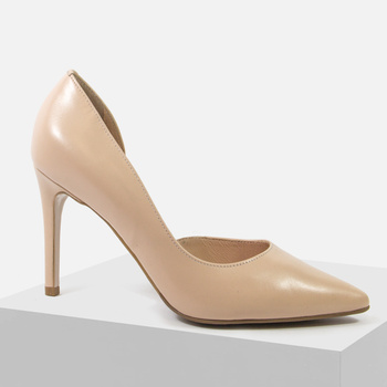Czółenka damskie VISCONI 7583 Szpilki Skórzane Beżowe na obcasie