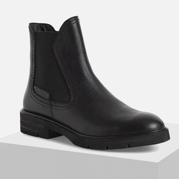 Botki damskie TAMARIS Skórzane czarne ocieplane trapery TouchIT 25422