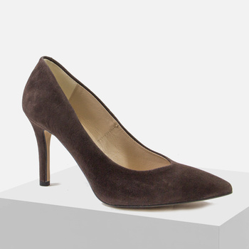 Czółenka damskie KOTYL Szpilki Skórzane Brązowe półbuty zamszowe 8523