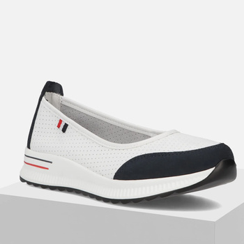 Półbuty damskie FILIPPO Białe skórzane baleriny sportowe slip'on 6134