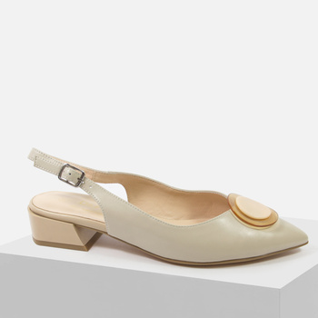 Czółenka damskie D&A Beżowe sandały bez pięty skórzane Eleganckie 51-012