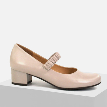 Półbuty damskie GALANT W23-9 Beżowe Skórzane Wsuwane z paskiem