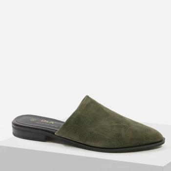 D&A JC61-1004 klapki damskie khaki zamszowe skórzane