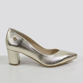 Czółenka damskie SOHO 2105 Prestige Złote Skórzane