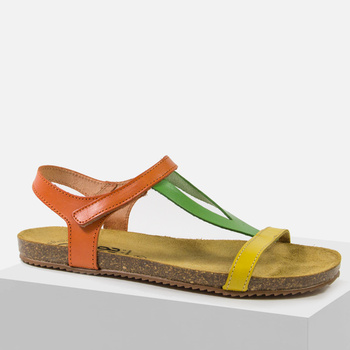 Sandały damskie HEE 25035 Skórzane kolorowe na płaskim obcasie