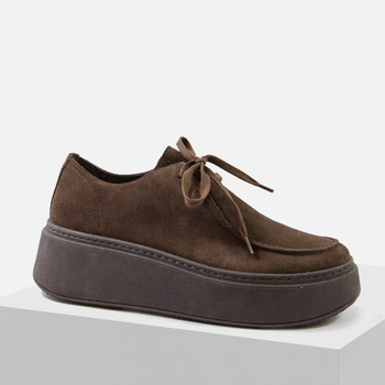 Półbuty damskie SOHO Brązowe Laofersy skórzane oxfordy na platformie 25-738