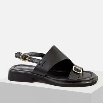 Sandały damskie BOCCATO Czarne Skórzane Lekkie na platformie 158 1019