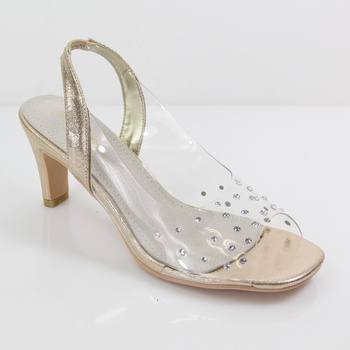 Sandały damskie silikonowe SABATINA 1014-18 Złote wieczorowe Na obcasie