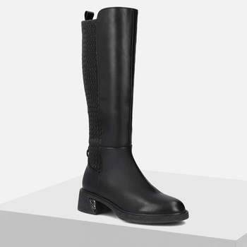 Kozaki damskie FILIPPO Czarne na słupku nieocieplane jesień elastyczne 7469