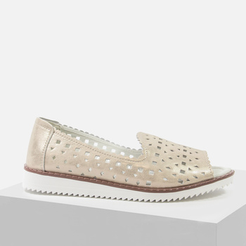 Sandały damskie S.BARSKI Beżowe Baleriny bez palców skórzane ażurowe 922