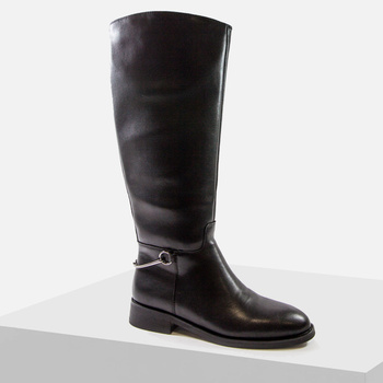 Kozaki damskie CAMBELL Czarne skórzane muszkieterki długie ocieplane 60333