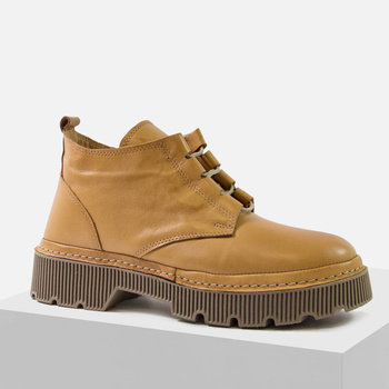 Botki damskie ARTIKER Musztardowe Trzewiki skórzane ocieplane 57C2034