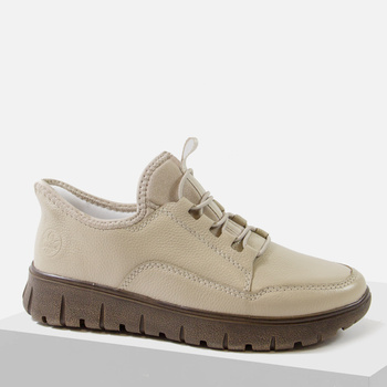 Półbuty damskie RIEKER Beżowe sportowe sneakersy Antistress wsuwane N1357
