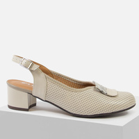 Czółenka damskie GALANT L23-24 Beżowe Skórzane bez pięty Sandały na obcasie